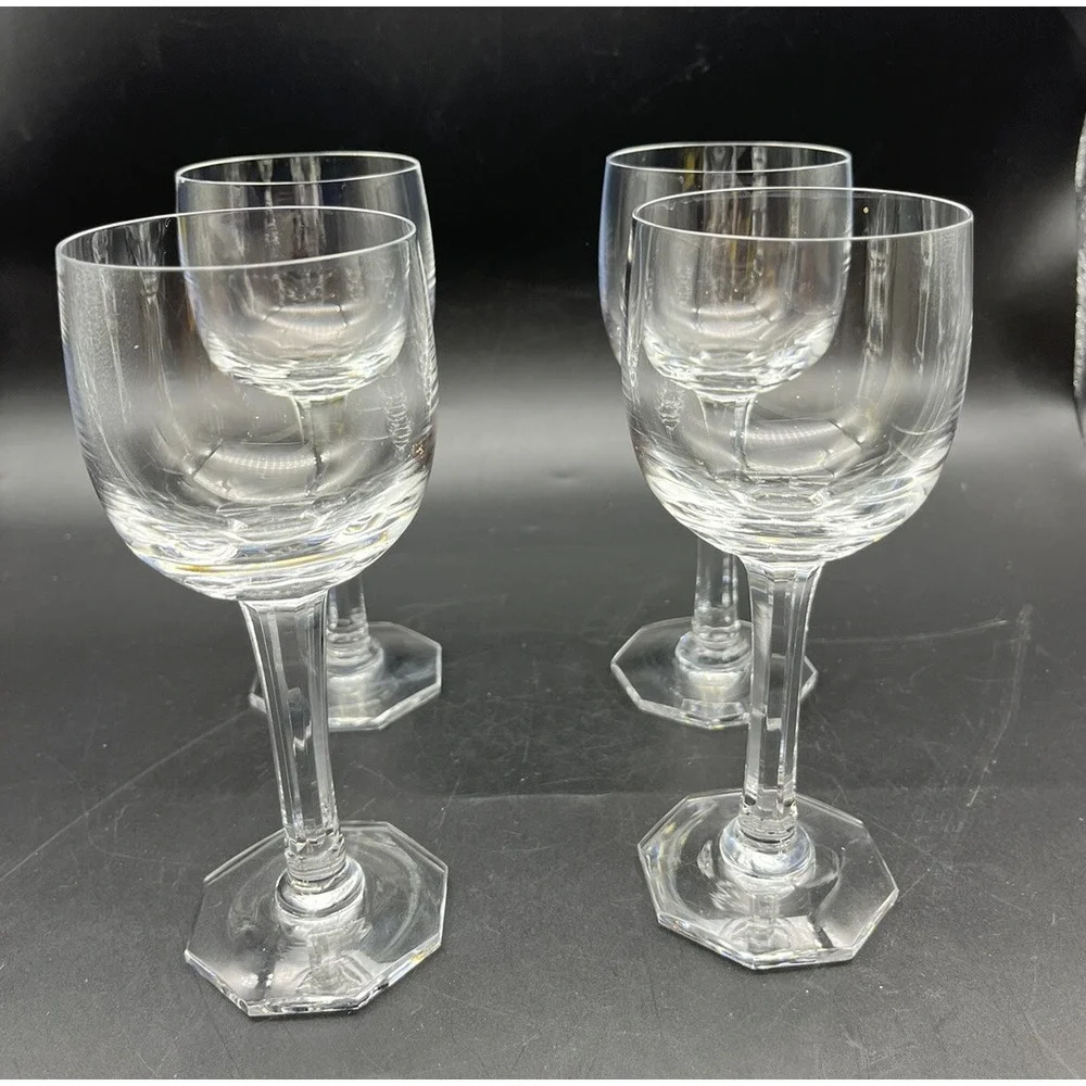 Vintage Kosta Boda Hock Crystal Wine Glass Set of 4 Signed